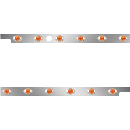 2.5 in. Stainless Steel Cab Panels with 12 Amber/Amber P3 LEDs with Hole for Block Heater for Peterbilt 567, 121 in. BBC SFA – part number 01-091200290