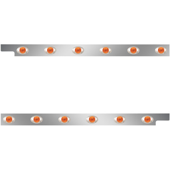 2.5 in. Stainless Steel Cab Panels with 12 Amber/Amber P3 LEDs for Peterbilt 567, 121 in. BBC SFA – part number 01-091200292