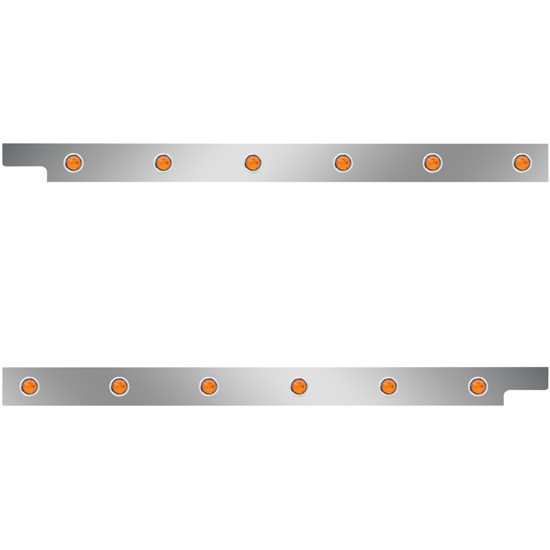 2.5 in. Stainless Steel Cab Panels with 12 Amber/Amber ¾ in. Round LEDs for Peterbilt 567, 121 in. BBC SFA – part number 01-091200300
