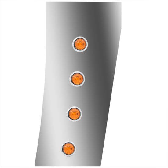 3 in. Stainless Steel Standard Cowl Panels with 8 × ¾ in. Amber/Amber LEDs for Peterbilt 388, 389, 123 in. BBC – part number 01-091200732