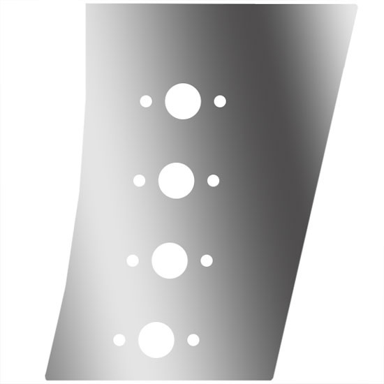 3 in. Stainless Steel Wide Cowl Panels with 8 P1 Light Holes for Peterbilt 388, 123 in. BBC – part number 01-091200764