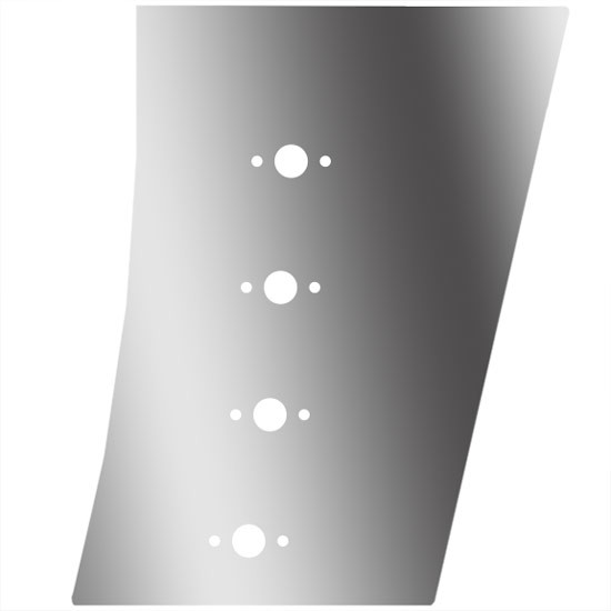 3 in. Stainless Steel Wide Cowl Panels with 8 P3 Light Holes for Peterbilt 388, 123 in. BBC – part number 01-091200767