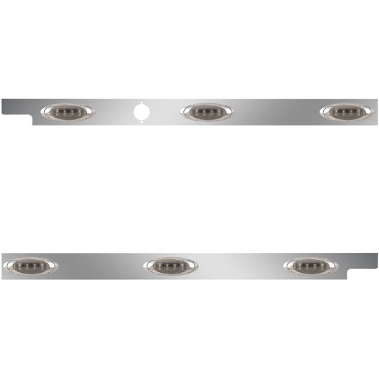 Stainless Steel Cab Panels with 6 P1 Amber/Smoked LEDs, Block Heater Plug for Peterbilt 567 SFA, 115 in. BBC – part number 01-091200989