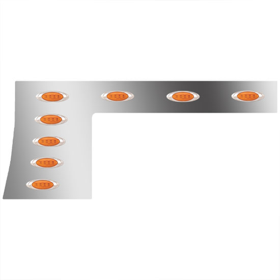 1-Piece Stainless Steel Cab & Cowl Panel with 16 P1 Amber/Amber LEDs for Peterbilt 389, Glider, 131 in. BBC 2008 – Current – part number 01-091201082