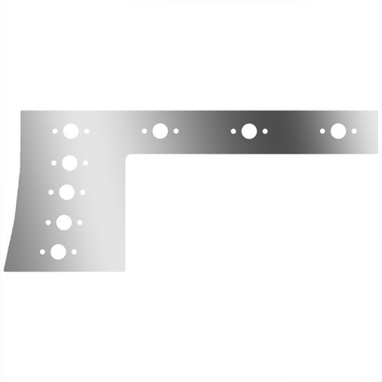 1-Piece Stainless Steel Cab & Cowl Panel with 16 P1 Light Holes for Peterbilt 389, Glider, 131 in. BBC – part number 01-091201094