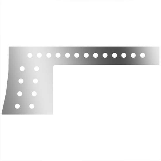 1-Piece Stainless Steel Cab & Cowl Panel with 42 × ¾ in. Light Holes for Peterbilt 389, Glider, 131 in. BBC – part number 01-091201115