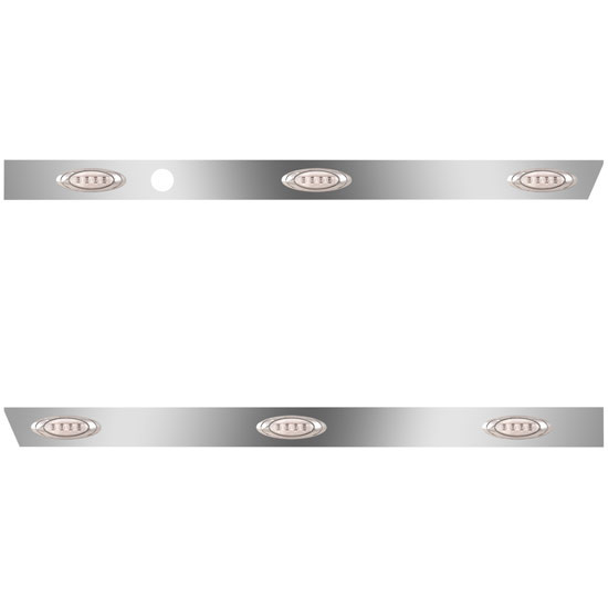 3 in. Stainless Steel Cab Panel with 3 P1 Amber LED/Clear Lens & Heater Block Hole for Peterbilt 567 SBA, SFA – part number 01-091201409