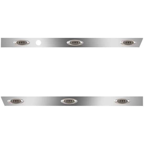 Stainless Steel Cab Panels with 3 P1 Amber LEDs/Smoke Lens for Peterbilt 567 SFA – part number 01-091201419