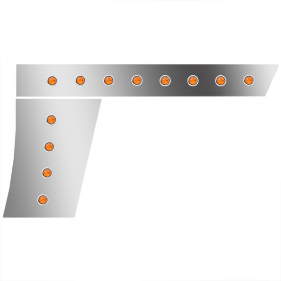 Peterbilt 389 3 in. Stainless Steel Cab/Cowl Panels with 12 × ¾ in. Round Amber/Amber LEDs – part number 01-0912057L003