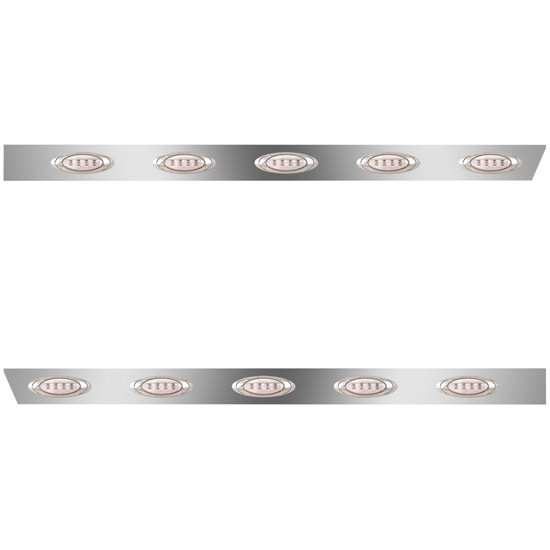 3 in. Stainless Steel Extended Cab Panels with 10 P1 Amber/Clear LEDs for Peterbilt 388 – part number 01-0912109L001