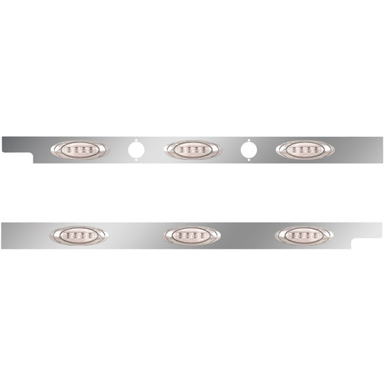 2.5 in. Stainless Steel Cab Panel with 3 P1 Amber/Clear Lights for Peterbilt 567 SBA, 579, 123 in. BBC – Pair – part number 01-09123185