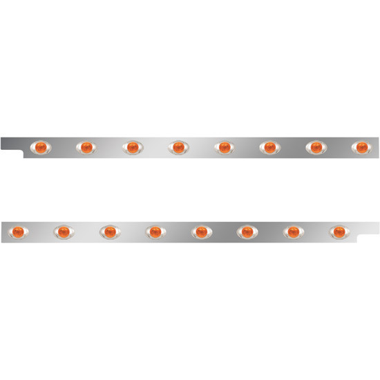 2.5 in. Stainless Steel Cab Panel with 8 P3 Amber/Amber LED Lights for Peterbilt 567, 579 – Pair – part number 01-09123359