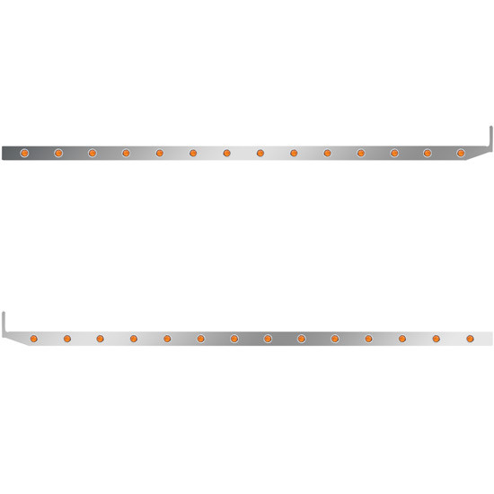 4 × 80 in. Stainless Steel Sleeper Panel with 14 × ¾ in. Amber/Amber Lights for Peterbilt 567, 579 – Pair – part number 01-101200085