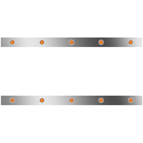 4 in. Stainless Steel Sleeper Panels with 10 Amber/Amber ¾ in. Round LEDs for Peterbilt with 36/44 in. Unibilt Sleeper – part number 01-101200156