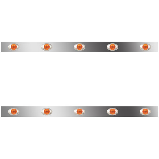 4 in. Stainless Steel Sleeper Panels with 10 Amber/Amber P3 LEDs for Peterbilt with 36/44 in. Unibilt Sleeper – part number 01-101200158