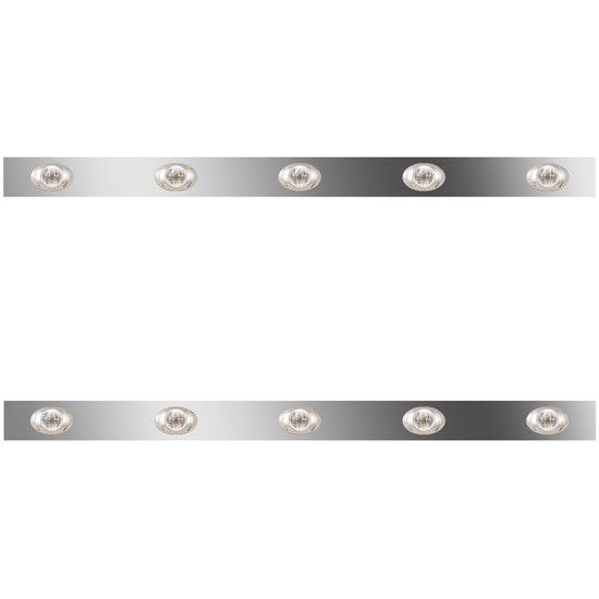 4 in. Stainless Steel Sleeper Panels with 10 Amber/Clear P3 LEDs for Peterbilt with 36/44 in. Unibilt Sleeper – part number 01-101200159