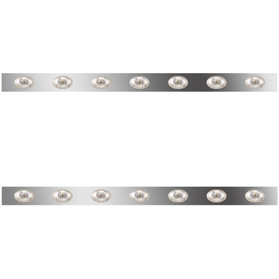4 in. Stainless Steel Sleeper Panels with 14 Amber/Clear P3 LEDs for Peterbilt with 48/58 in. Unibilt Sleeper – part number 01-101200165