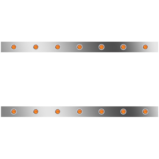 4 in. Stainless Steel Sleeper Panels with 14 Amber/Amber ¾ in. Round LEDs for Peterbilt with 48/58 in. Unibilt Sleeper – part number 01-101200166