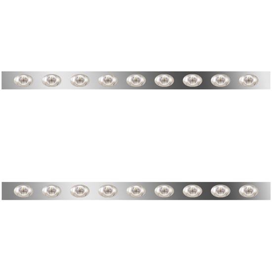 4 in. Stainless Steel Sleeper Panels with 18 Amber/Clear P3 LEDs for Peterbilt with 63/72 in. Unibilt Sleeper – part number 01-101200169
