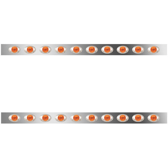 4 in. Stainless Steel Sleeper Panels with 20 Amber/Amber P3 LEDs for Peterbilt with 63/72 in. Unibilt Sleeper – part number 01-101200171