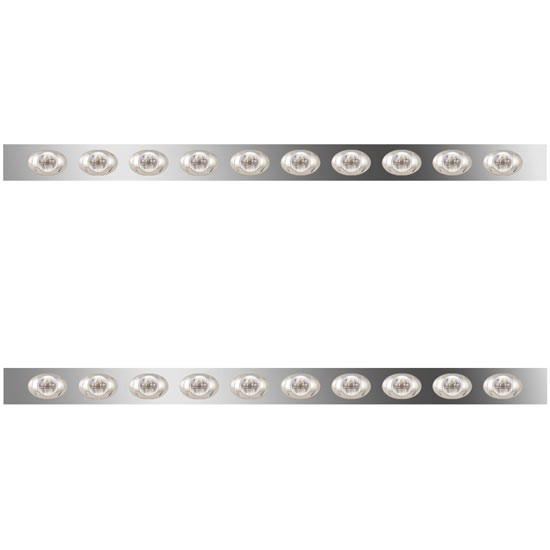 4 in. Stainless Steel Sleeper Panels with 20 Amber/Clear P3 LEDs for Peterbilt with 63/72 in. Unibilt Sleeper – part number 01-101200172