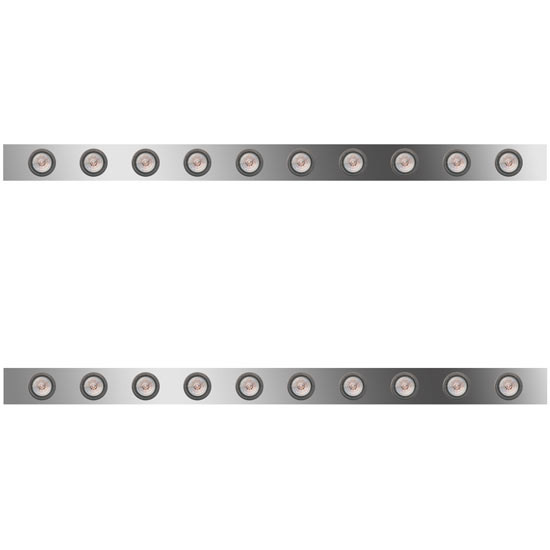 4 in. Stainless Steel Sleeper Panels with 20 Amber/Clear 2 in. LEDs for Peterbilt with 63/72 in. Unibilt Sleeper – part number 01-101200173
