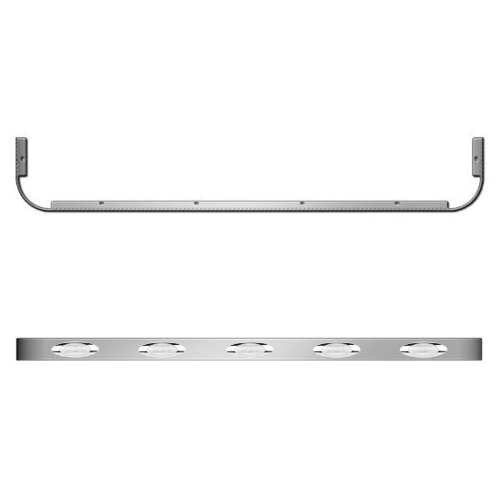 63 in. Stainless Steel Sleeper Panels with 10 M1 LED Millennium Lights – Amber LED/Clear Lens for Peterbilt 365, 367, 378, 379, 384, 386, 388, 389, 567, 579 – part number 01-1012306K