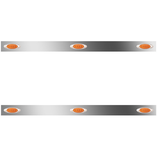 36 in. Stainless Steel Sleeper Panels with 6 P1 Amber/Amber LEDs for Peterbilt 357, 365, 367, 378, 379, 384, 385, 386, 388, 389, 567 – part number 01-10123111