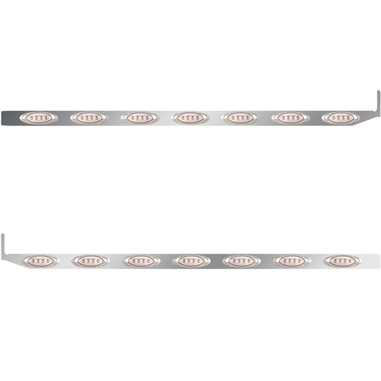 2.5 × 72 in. Stainless Steel Sleeper Panel with 7 P1 Amber/Clear Lights for Peterbilt 567, 579 – Pair – part number 01-10123159