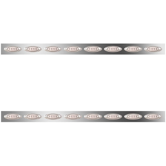 Stainless Steel Sleeper Panels with 16 P1 Amber/Clear LEDs for Peterbilt 367, 384, 386, 387, 388, 389, 567, 579, 587 with 70 in. Sleeper – part number 01-10123201
