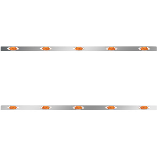 2.5 × 80 in. Stainless Steel Sleeper Panel with 5 Amber/Amber P1 LED Lights for Peterbilt 567, 579 – Pair – part number 01-10123231