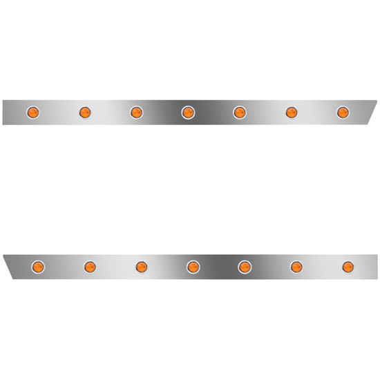 3 in. Stainless Standard Cab Panels with 14 × ¾ in. Amber LEDs for Peterbilt 389, 131 in. BBC 2018 + – part number PPR_203501