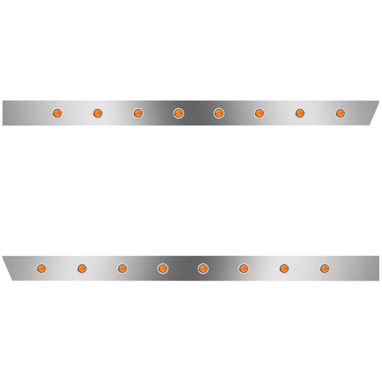 3 in. Stainless Extended Cab Panels with 16 × ¾ in. Amber LEDs for Peterbilt 389, 131 in. BBC 2011–2017 – part number PPR_203502